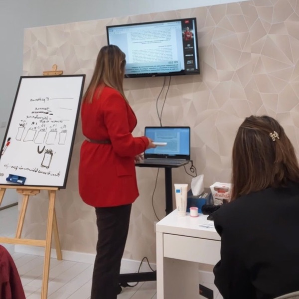 Aula teórica com apresentação e quadro branco